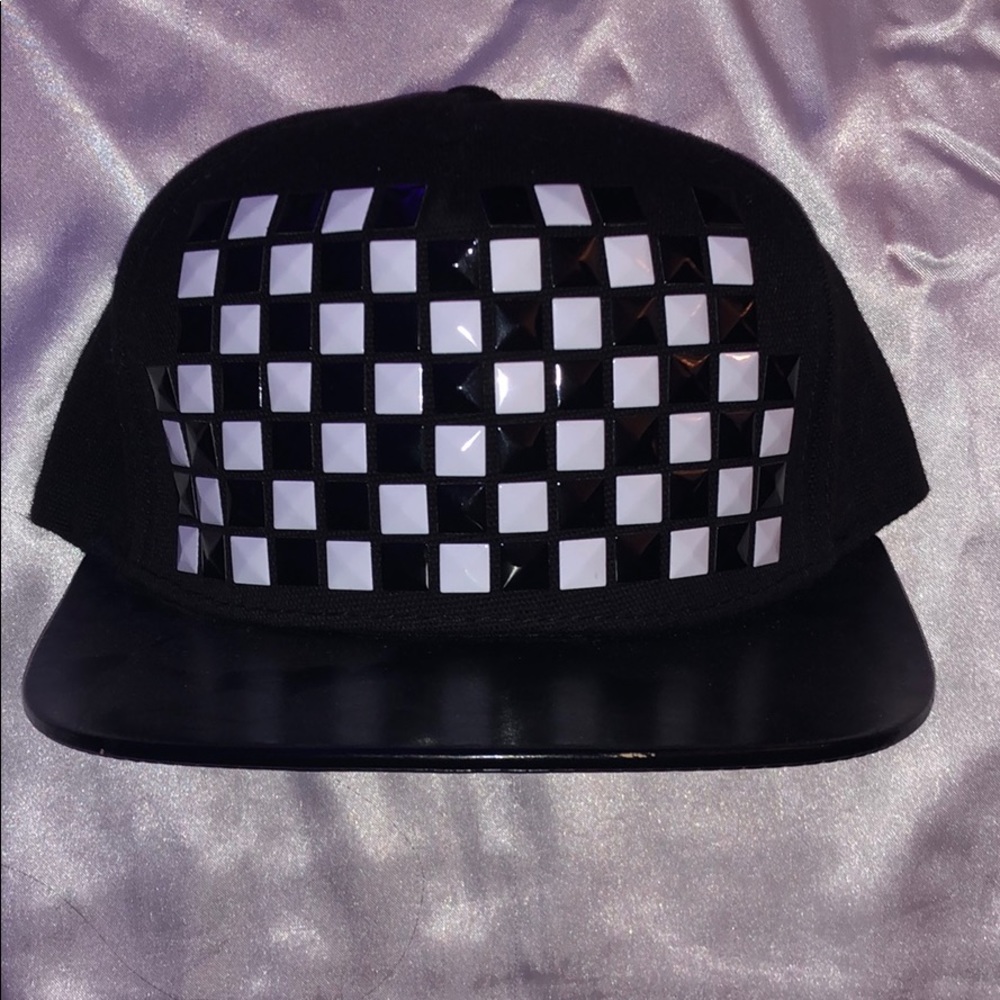 Black and White Checkered SnapBack Hat